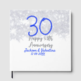 Happy 30th wedding anniversary silver blue glitter gästebuch