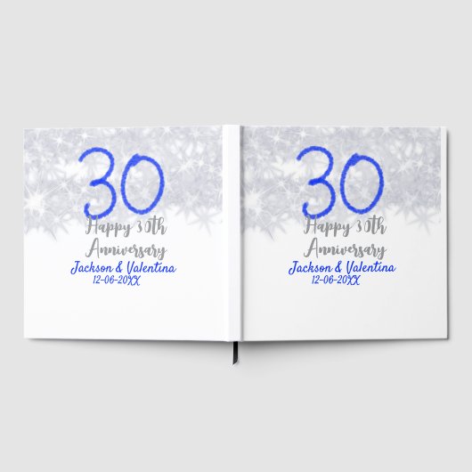 Happy 30th wedding anniversary silver blue glitter gästebuch (Voll)