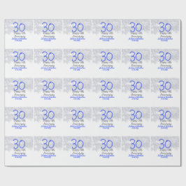 Happy 30th wedding anniversary silver blue glitter geschenkpapier