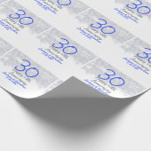 Happy 30th wedding anniversary silver blue glitter geschenkpapier (Ecke)