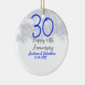 Happy 30th wedding anniversary silver blue glitter keramik ornament (Rechts)