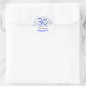 Happy 30th wedding anniversary silver blue glitter runder aufkleber (Tasche)