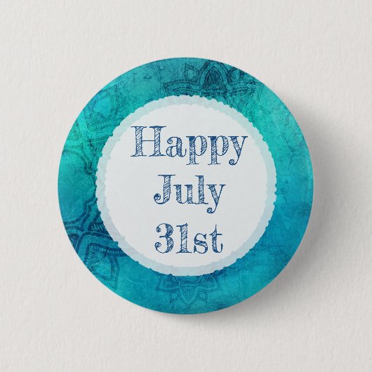 Happy 31. Juli Blue Mandala Button (Vorderseite)