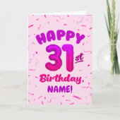 Happy 31st Birthday Card with Custom Name Karte (Vorderseite)