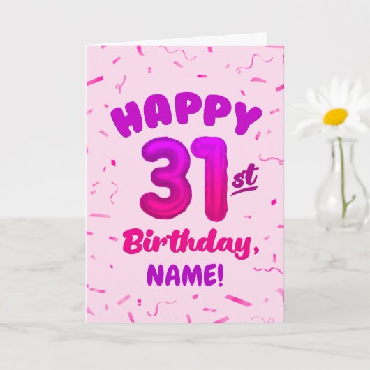 Happy 31st Birthday Card with Custom Name Karte (Kleine Pflanze)