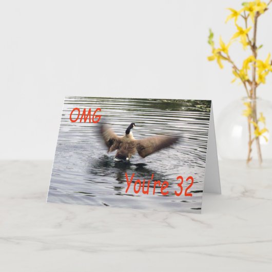 Happy 32. Geburtstag Gänseflattern Karte (Gelbe Blume)