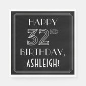 HAPPY 32ND BIRTHDAY; Art Deco Style; Custom Name Serviette (Vorderseite)