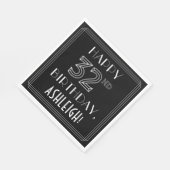 HAPPY 32ND BIRTHDAY; Art Deco Style; Custom Name Serviette (Ecke)