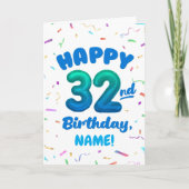 Happy 32nd Birthday Card with Custom Name Karte (Vorderseite)