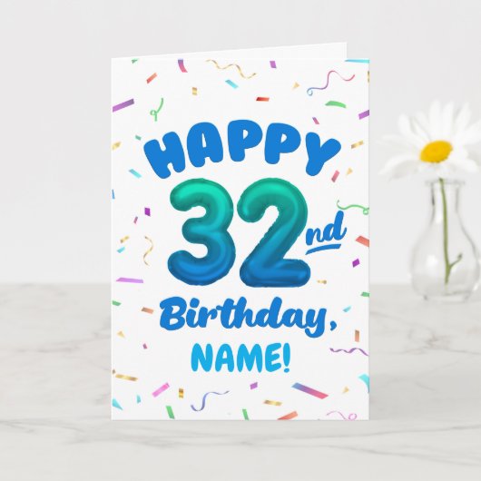 Happy 32nd Birthday Card with Custom Name Karte (Kleine Pflanze)