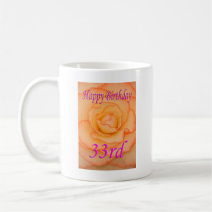 Happy 33. Geburtstag Gelbe Blume mit rosa Trim Kaffeetasse