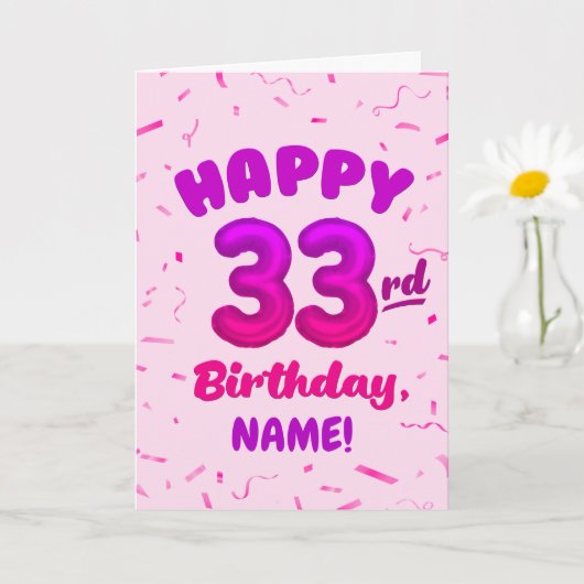 Happy 33rd Birthday Card with Custom Name Karte (Kleine Pflanze)
