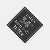 HAPPY 34TH BIRTHDAY; Art Deco Style; Custom Name Serviette (Ecke)