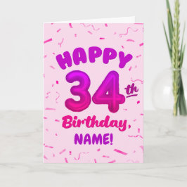 Happy 34th Birthday Card with Custom Name Karte