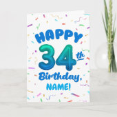 Happy 34th Birthday Card with Custom Name Karte (Vorderseite)