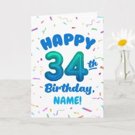 Happy 34th Birthday Card with Custom Name Karte