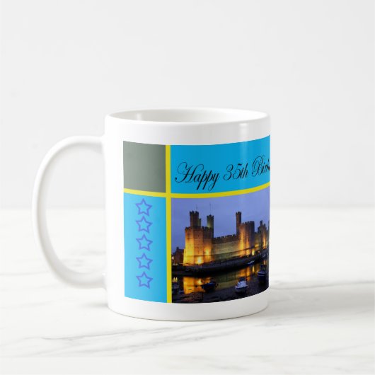 Happy 35. Geburtstag Caernarfon Castle Kaffeetasse (Links)