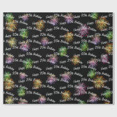 Happy 35. Geburtstag Feuerwerk auf schwarz Geschenkpapier (Flach)