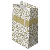Happy 35. Geburtstag Zahlenmuster Gold/Weiß Kleine Geschenktüte (Rückseite Schrägansicht)