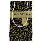 Happy 35. Geburtstag Zahlenmuster Schwarz/Gold Kleine Geschenktüte (Vorderseite)