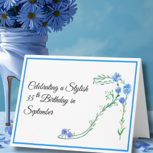 Happy 35. September Geburtstag Blue Aster Blume Karte
