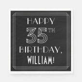 HAPPY 35TH BIRTHDAY; Art Deco Style; Custom Name Serviette (Vorderseite)