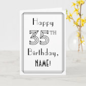 Happy 35th Birthday, Art Deco Style w/ Custom Name Karte (Gelbe Blume)