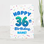 Happy 36th Birthday Card with Custom Name Karte (Vorderseite)