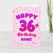 Happy 36th Birthday Card with Custom Name Karte (Vorderseite)