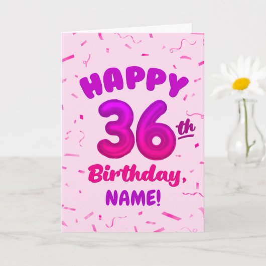 Happy 36th Birthday Card with Custom Name Karte (Kleine Pflanze)