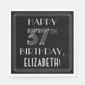 HAPPY 37TH BIRTHDAY; Art Deco Style; Custom Name Serviette (Vorderseite)