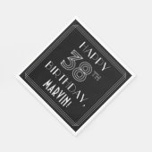 HAPPY 38TH BIRTHDAY; Art Deco Style; Custom Name Serviette (Ecke)
