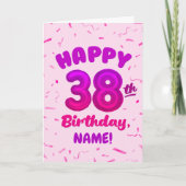 Happy 38th Birthday Card with Custom Name Karte (Vorderseite)