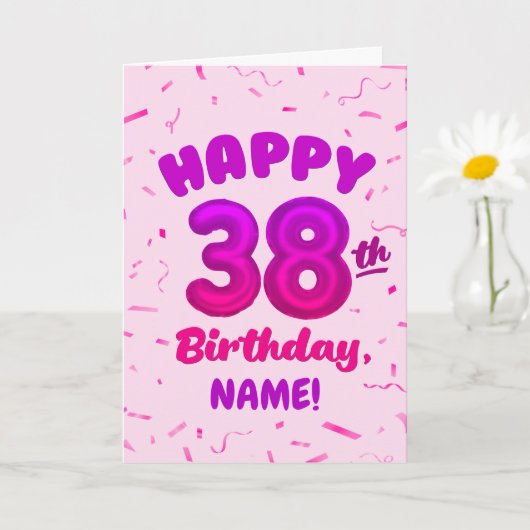 Happy 38th Birthday Card with Custom Name Karte (Kleine Pflanze)
