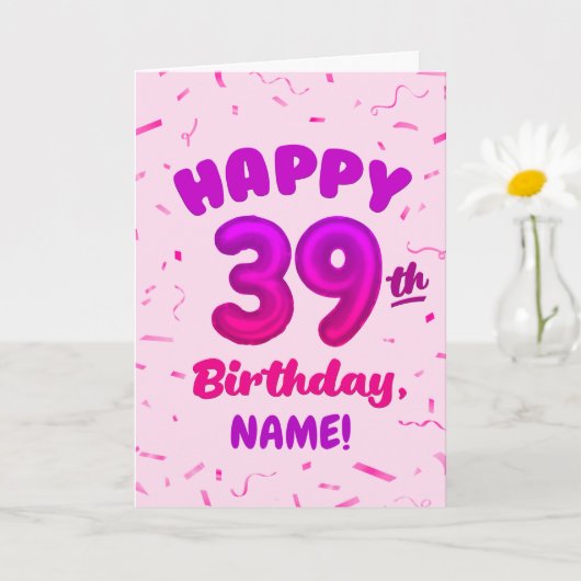 Happy 39th Birthday Card with Custom Name Karte (Kleine Pflanze)