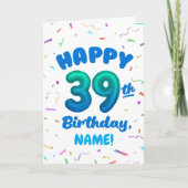 Happy 39th Birthday Card with Custom Name Karte (Vorderseite)