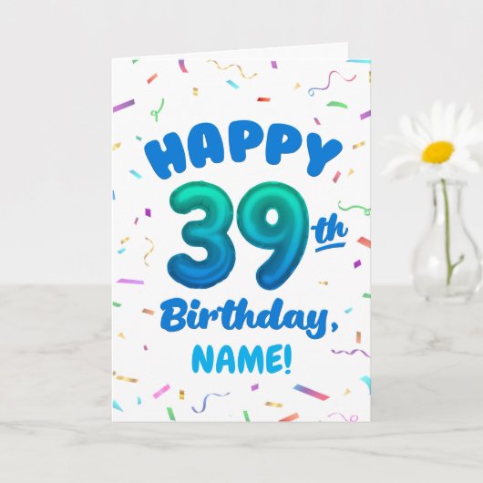Happy 39th Birthday Card with Custom Name Karte (Kleine Pflanze)