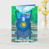 Happy 3. Geburtstag Dampfzug Custom Karte (Gelbe Blume)