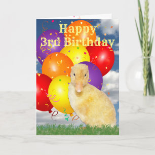 Happy 3. Geburtstag Ducklings Farbige Balloons Karte