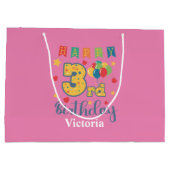 Happy 3. Geburtstag Große Geschenktasche Geschenktüte (Rückseite)