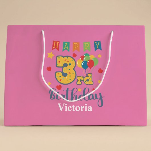 Happy 3. Geburtstag Große Geschenktasche Geschenktüte