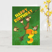 Happy 3. Geburtstag Monkey Banana Karte (Gelbe Blume)
