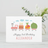 Happy 3. Geburtstag Niedliche Spielzeugschleppkart (Stehend Vorderseite)