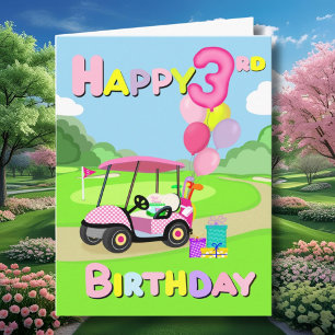 Happy 3. Geburtstag Polka Dot Pink Girly Golf Card Karte