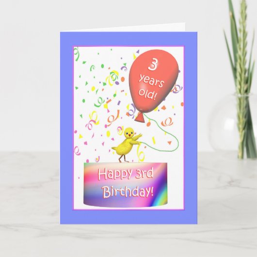 Happy 3. Geburtstagshähnchen Karte (Vorderseite)