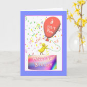 Happy 3. Geburtstagshähnchen Karte (Gelbe Blume)