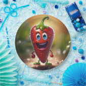 Happy 3D Animated Chili Bean, Pappteller (Party)