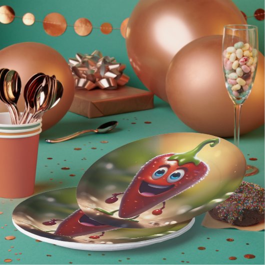 Happy 3D Animated Chili Bean, Pappteller (Multi)