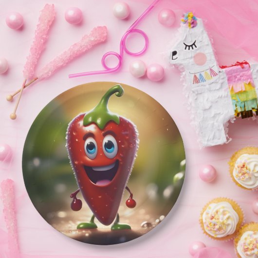 Happy 3D Animated Chili Bean, Pappteller (Party)