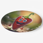 Happy 3D Animated Chili Bean, Pappteller (Schrägansicht)